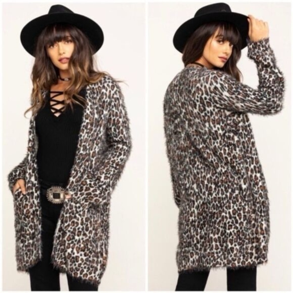 Show Me Your MuMu Easy Cardi Fuzzy Cheetah Leopard Print Cardigan XS